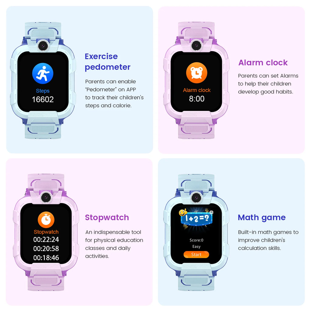 Wholesale Custom DH15 Kids Smart Watch for Ages 6-14 Square GPS 4G SIM Card Waterproof IP67 Video Call GPS Camera Boys Girls