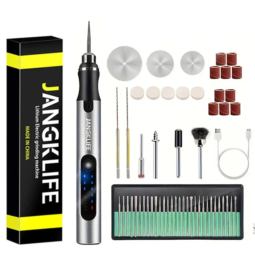 JANGKLIFE Kit Woodworking Engraving Pen DIY For Jewelry Metal Glass Mini Wireless Drill USB Cordless Rotary Tool