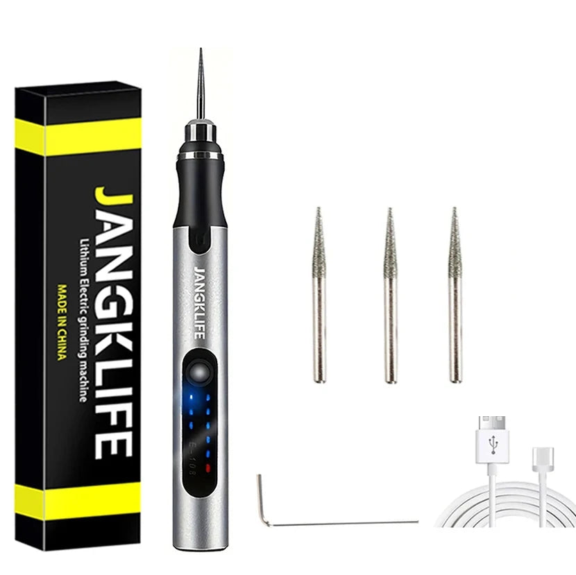 JANGKLIFE Kit Woodworking Engraving Pen DIY For Jewelry Metal Glass Mini Wireless Drill USB Cordless Rotary Tool