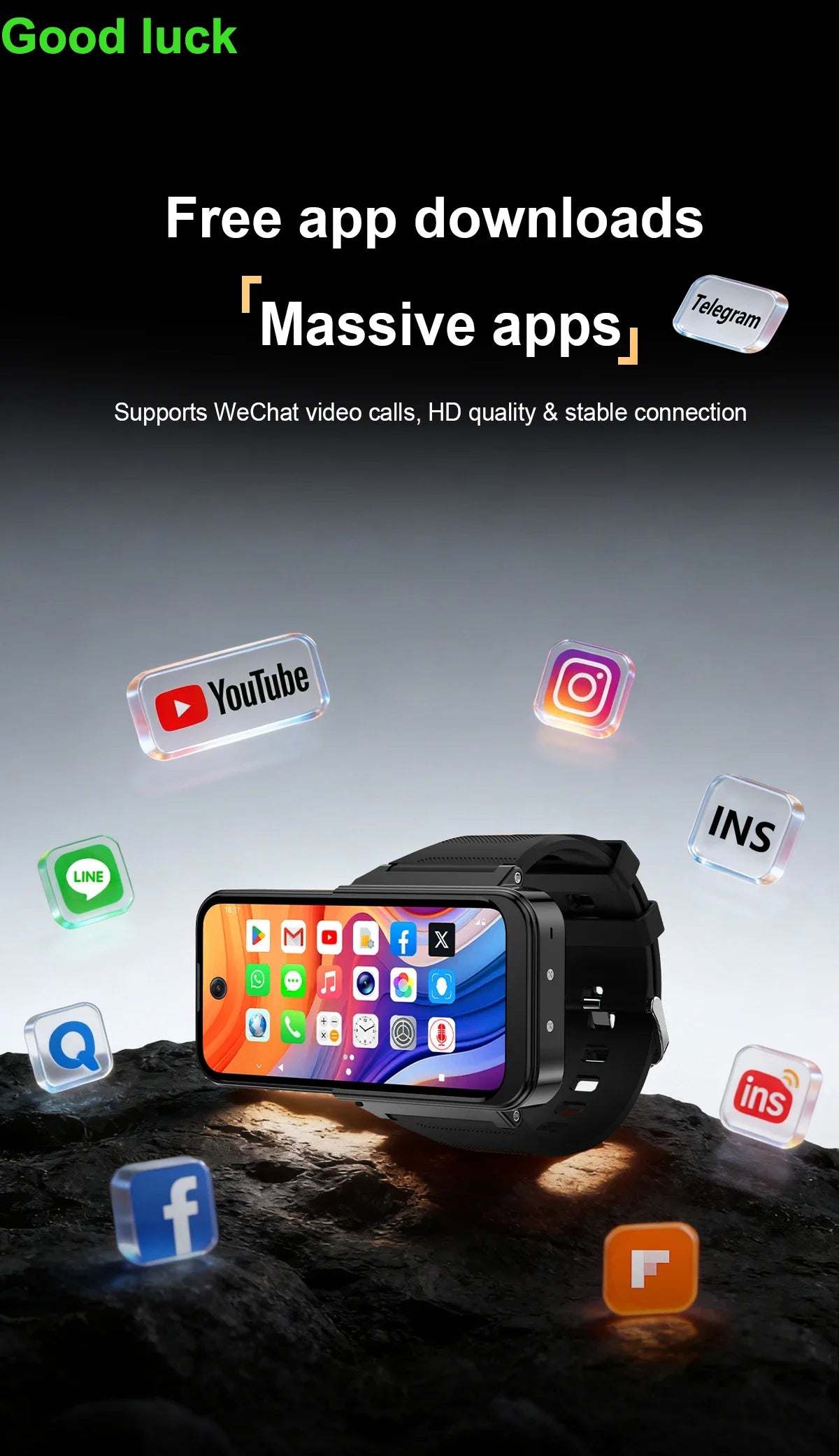 PG999 Smartwatch Phone TouchscreenAndroid GPS Wi-Fi  Global Connectivity Octa-core Processor Dual SIM Dual Standby 4G HD Camera