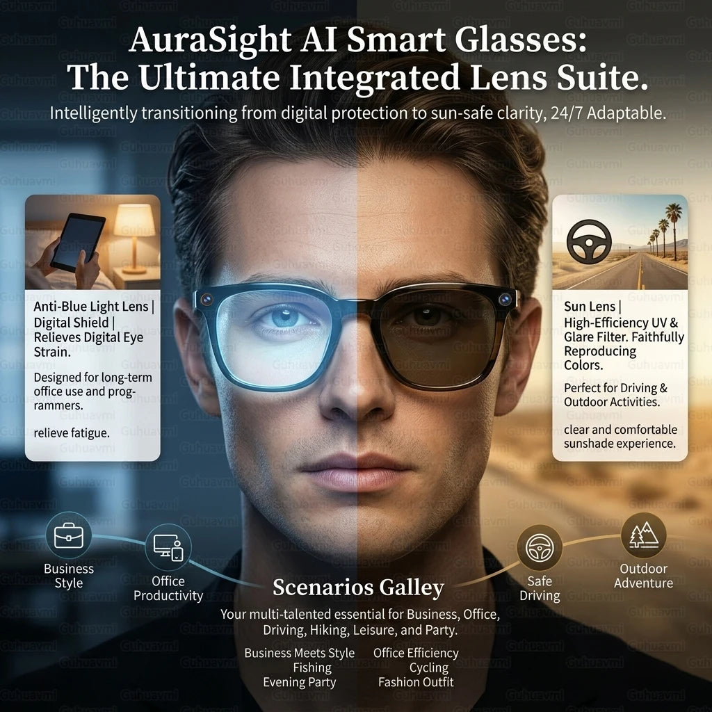 2026 AI Smart Glasses ChatGPT 800W HD Camera 4K Video Recorder 100+Translation Bluetooth Call Smart Eyeglasses For Travel Work