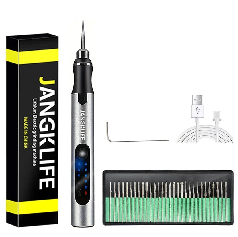 JANGKLIFE Kit Woodworking Engraving Pen DIY For Jewelry Metal Glass Mini Wireless Drill USB Cordless Rotary Tool