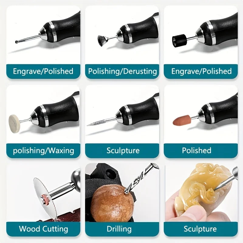 JANGKLIFE Kit Woodworking Engraving Pen DIY For Jewelry Metal Glass Mini Wireless Drill USB Cordless Rotary Tool