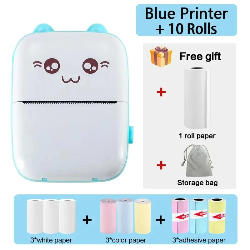 58MM Mini Portable Thermal Printer Wireless Bluetooth Pocket Printer Compatible With IOS Android For Home Tags Photo Printing